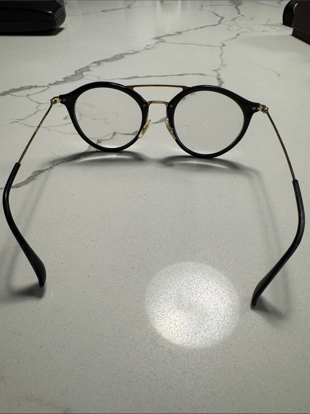 Ray-Ban Black Round Sunglasses with Gold Double Bridge frame- - Picture 8 of 11